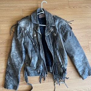 Vintage Mex Tex Authentic Johnsons Western Rockabilly Fringe Leather Jacket Med.